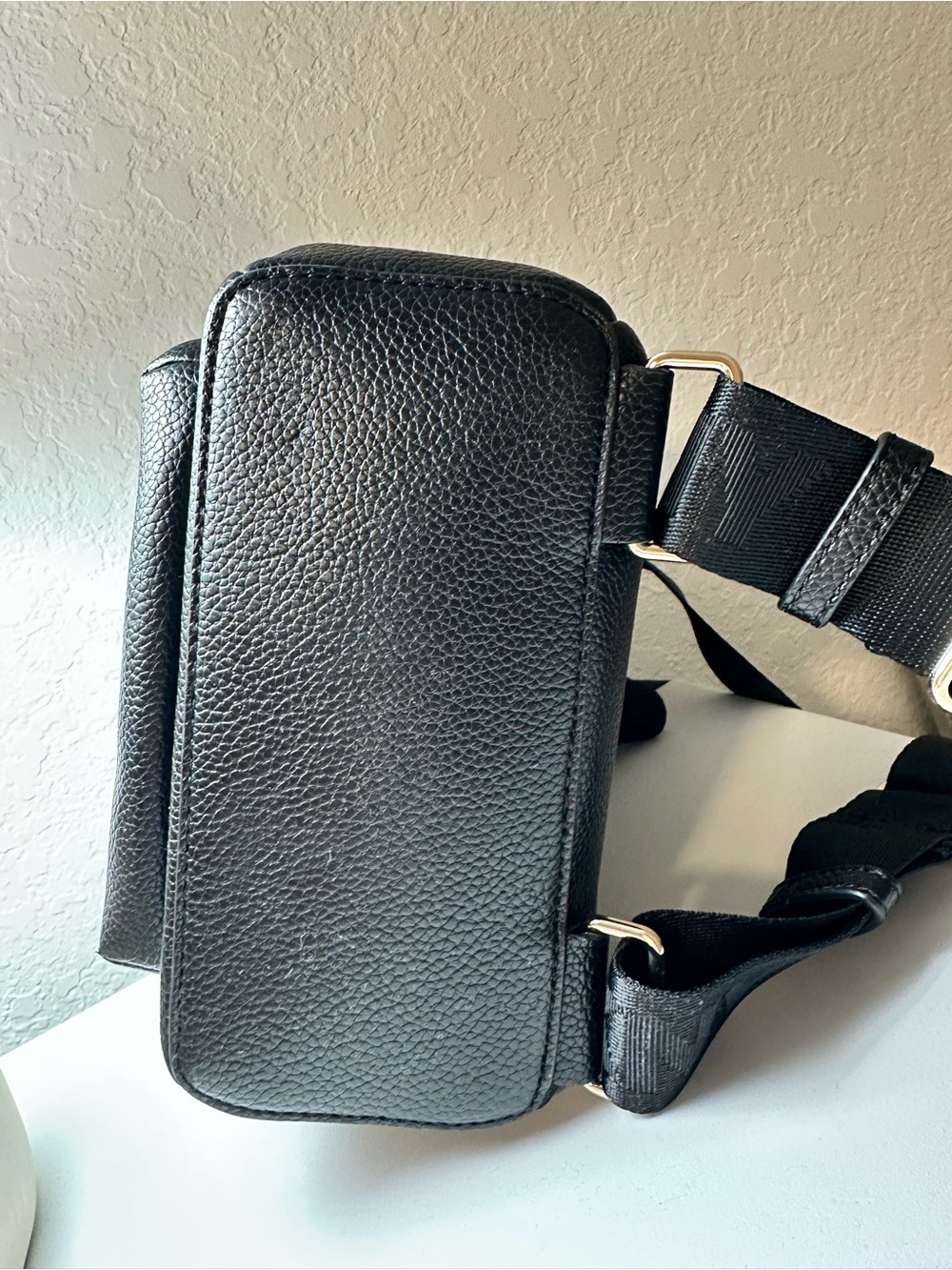 DKNY Black Pebbled Leather Mini Backpack with Gold Hardware - Picture 4 of 7
